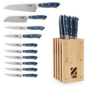 Conjunto de Facas em Aço Inoxidável com Bloco Magnético 11 Peças DASH Azul