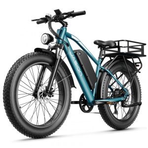 Bicicleta elétrica Jasion EB5 MAX azul pneus 26x4 motor 750W nominal 2000W pico bateria 48V 15Ah 720Wh quadro aço carbono 7 marchas 110V