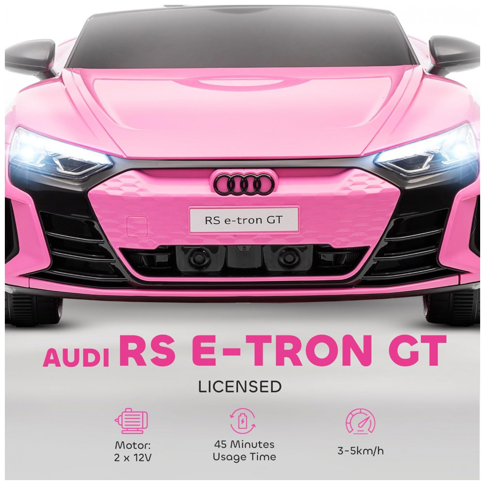 Carro Elétrico Infantil Aosom Audi RS e-tron GT Licenciado 12V Rosa, Controle Remoto, Luzes LED, Música, Suspensão e Fácil Transporte – de 3 a 5 Anos - Imagem 3