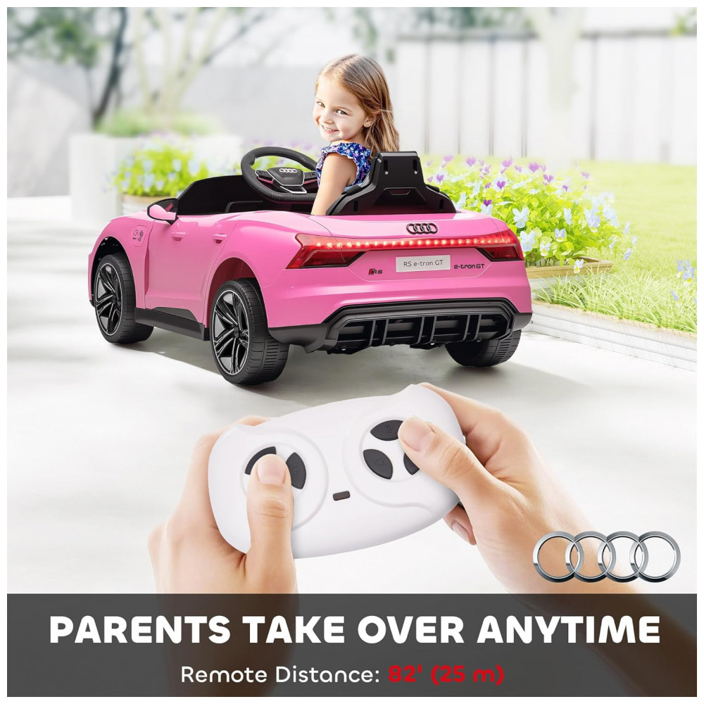 Carro Elétrico Infantil Aosom Audi RS e-tron GT Licenciado 12V Rosa, Controle Remoto, Luzes LED, Música, Suspensão e Fácil Transporte – de 3 a 5 Anos - Imagem 4