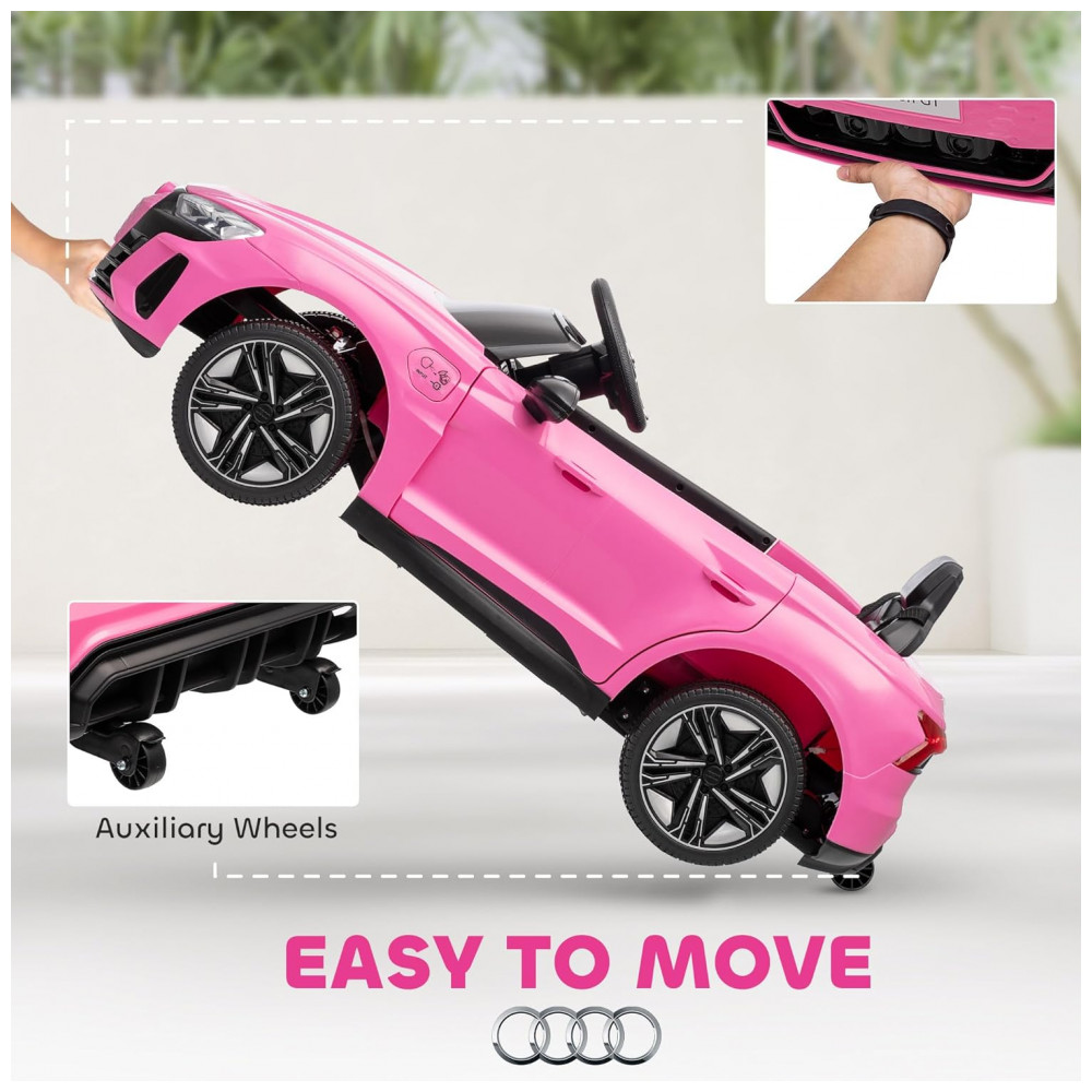 Carro Elétrico Infantil Aosom Audi RS e-tron GT Licenciado 12V Rosa, Controle Remoto, Luzes LED, Música, Suspensão e Fácil Transporte – de 3 a 5 Anos - Imagem 5