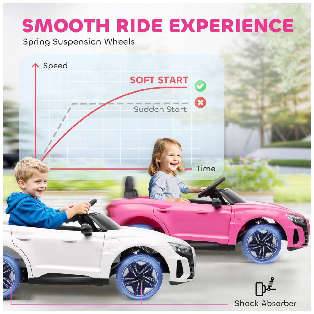 Carro Elétrico Infantil Aosom Audi RS e-tron GT Licenciado 12V Rosa, Controle Remoto, Luzes LED, Música, Suspensão e Fácil Transporte – de 3 a 5 Anos - Imagem 6