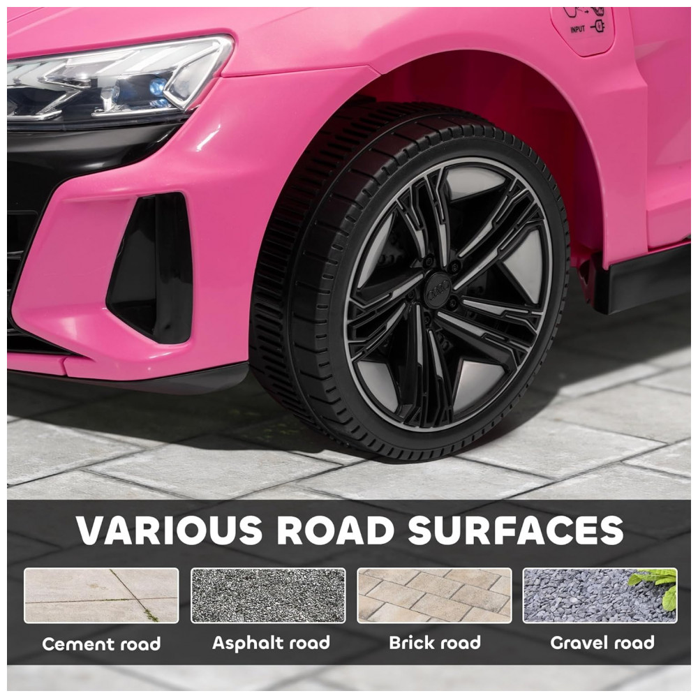 Carro Elétrico Infantil Aosom Audi RS e-tron GT Licenciado 12V Rosa, Controle Remoto, Luzes LED, Música, Suspensão e Fácil Transporte – de 3 a 5 Anos - Imagem 8