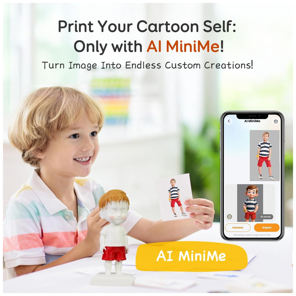 Impressora 3D com Inteligência Artificial para Crianças, Conjunto com 8 Filamentos PLA, Aplicativo de Design com IA, AOSEED - Imagem 4