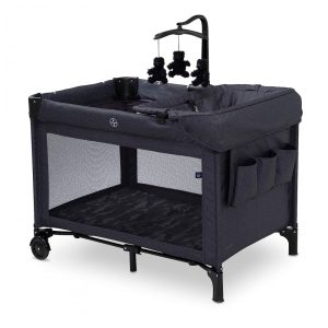 Berço Cercado Portátil com Trocador Removível e Três Ursos Brannan de Pelúcia Delta Children Preto