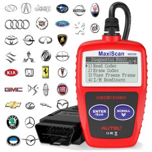 Autel OBD2 Scanner MS309: Leitor de Códigos de Falha para Carros Universais Monitor de Luz do Motor e Status de Emissões