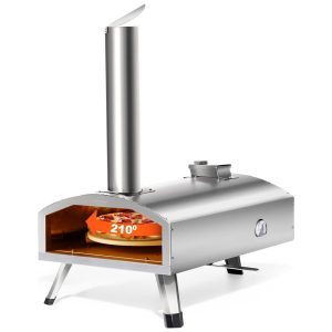Forno de Pizza Portátil a Lenha para Área Externa com Pedra Giratória para Pizza PolarcoForgeco Prata