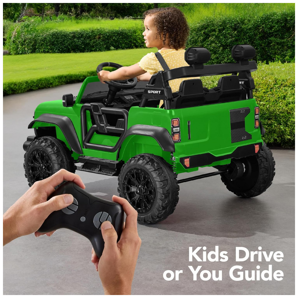 Carro Elétrico Infantil Best Choice Products 24V Verde, Caminhão 2 Lugares, com Controle Remoto, Bluetooth, Luzes LED e Capacidade para 60 kg - Imagem 4