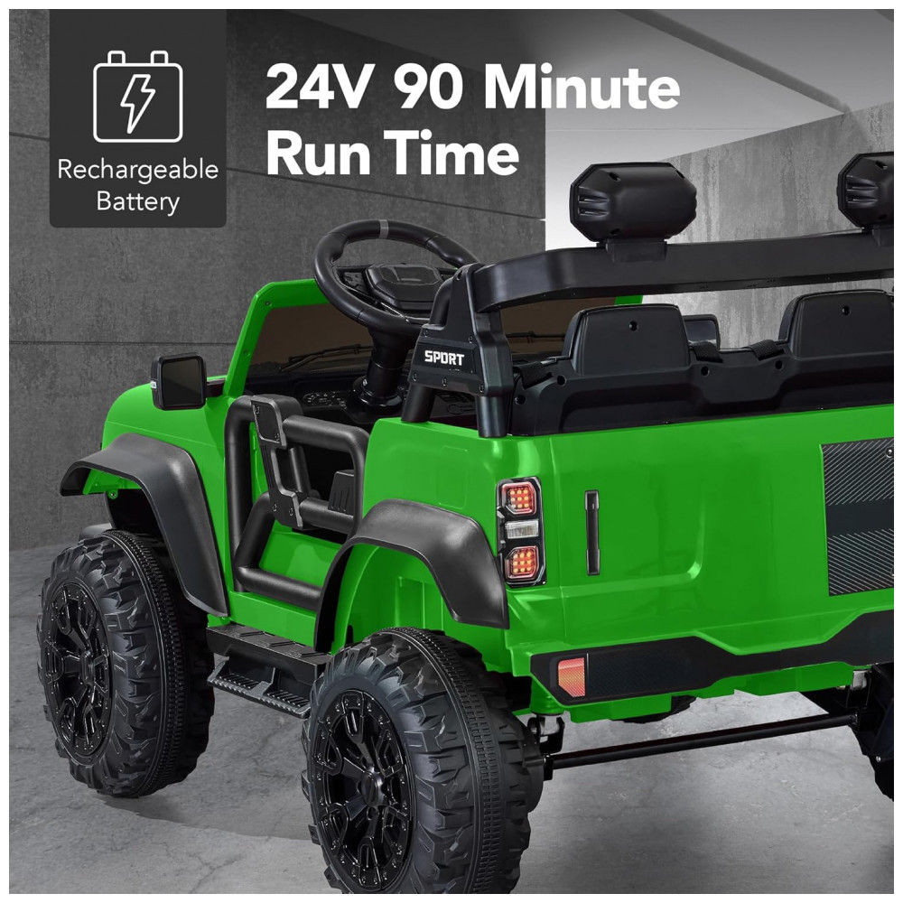 Carro Elétrico Infantil Best Choice Products 24V Verde, Caminhão 2 Lugares, com Controle Remoto, Bluetooth, Luzes LED e Capacidade para 60 kg - Imagem 5