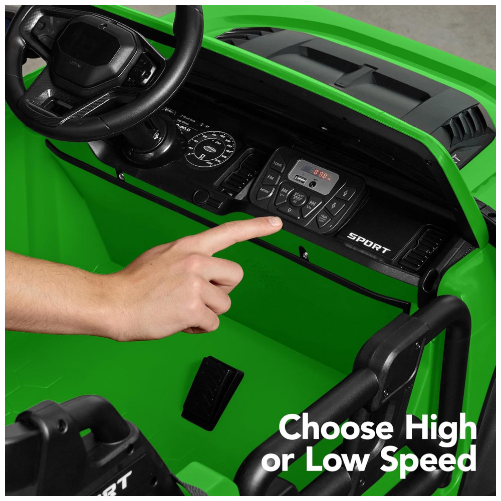 Carro Elétrico Infantil Best Choice Products 24V Verde, Caminhão 2 Lugares, com Controle Remoto, Bluetooth, Luzes LED e Capacidade para 60 kg - Imagem 6