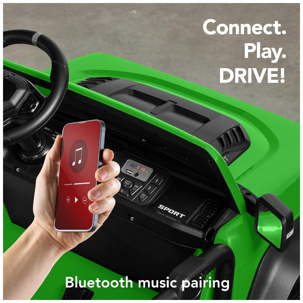 Carro Elétrico Infantil Best Choice Products 24V Verde, Caminhão 2 Lugares, com Controle Remoto, Bluetooth, Luzes LED e Capacidade para 60 kg - Imagem 8