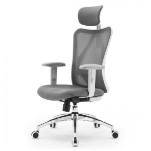 Cadeira Ergonômica SIHOO M18 com Apoia-Cabeças e Suporte Lombar Ajustáveis Alta Costas Executiva Giratória para Escritório em Casa (Cinza Escuro)