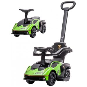 Carrinho de Passeio Infantil 2 em 1 com Buzina Som do Motor e Volante Aosom Verde