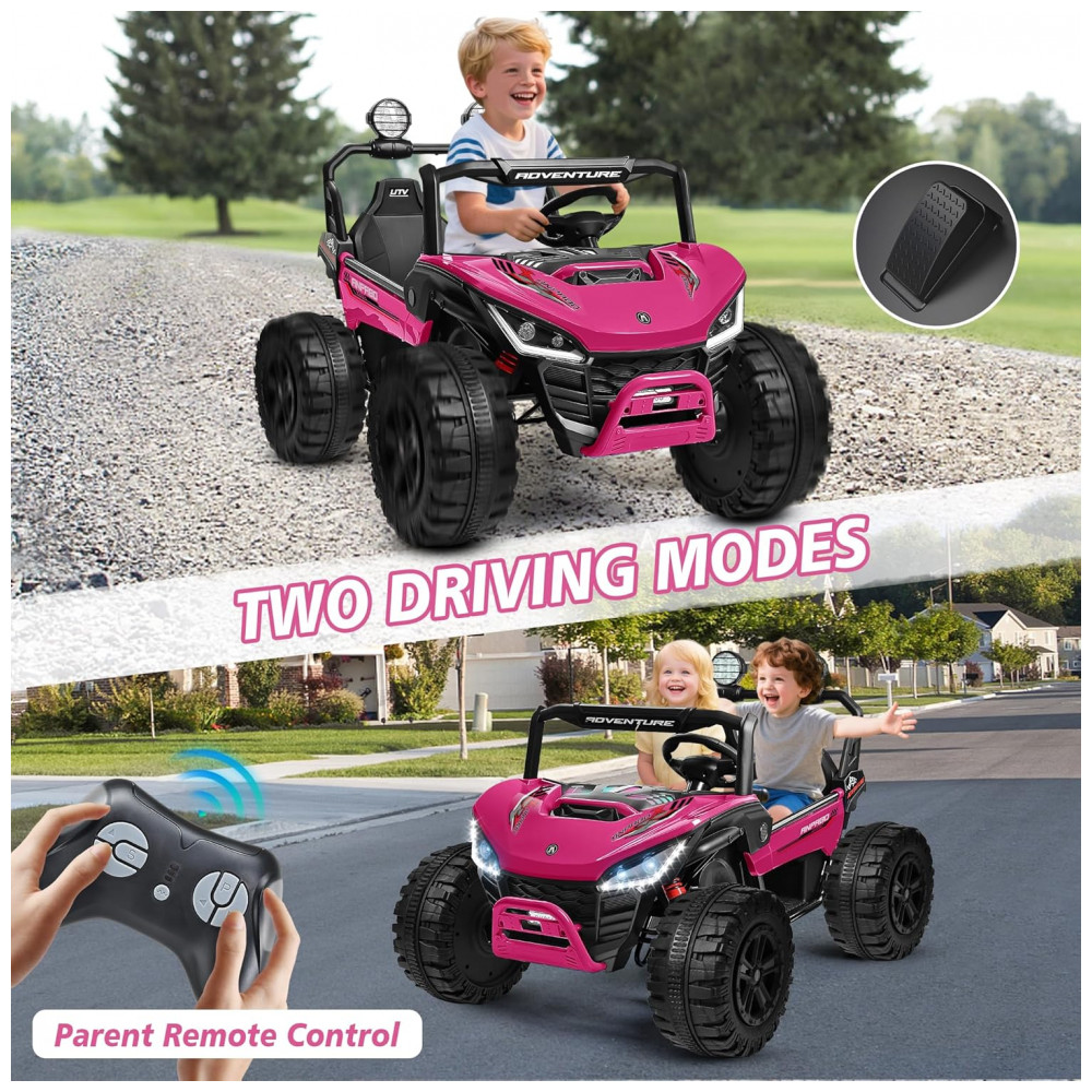 Carro Elétrico Infantil ANPABO Rosa 24V 2 Lugares 4 Motores 200W Suspensão Rainbow LED Controle Bluetooth 5.1km/h - Imagem 5