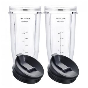 Nutri Ninja Auto IQ Copos do Liquidificador 710ml com Tampa 2 Unidades Transparente WWJIUYUE Preto