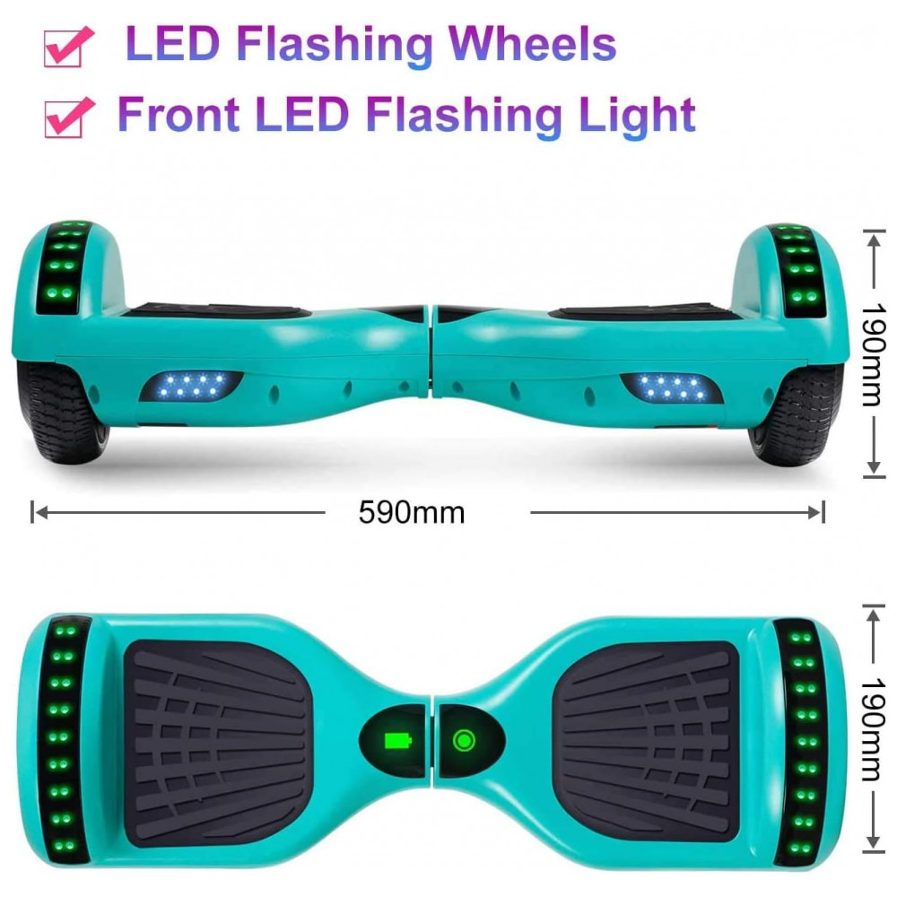 Patinete Elétrico Auto Balanceante SISIGAD 6,5" Verde H3 com Alto-falante Bluetooth e Luzes Coloridas para Crianças de 6 a 12 Anos - Imagem 2