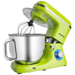 Batedeira Planetária Aucma Verde 6 Velocidades 74L 660W Motor Cobre Bowl Inox Tilt-Head Antiderrapante Silenciosa 110V
