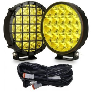Farol de Milha LED Offroad com 32000 Lúmens e Luz Amarela 32V 210W 2Un BIGLIONX Preto