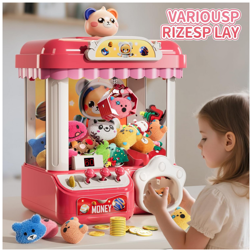 Mini Máquina de Garra Rosa BLmukce – Arcade Infantil com Música, 36 Mini Brinquedos, Doçuras e Diversão - Imagem 5
