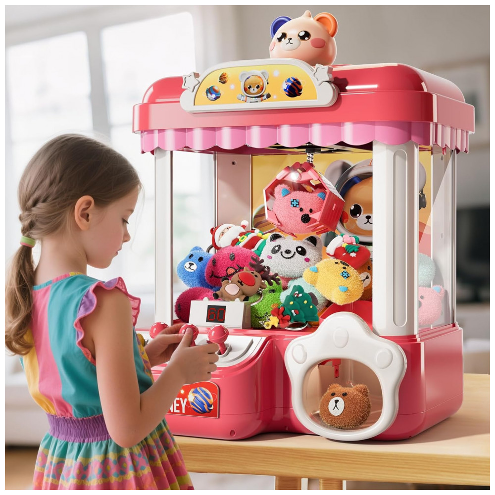 Mini Máquina de Garra Rosa BLmukce – Arcade Infantil com Música, 36 Mini Brinquedos, Doçuras e Diversão - Imagem 6
