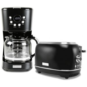 Conjunto cafeteira elétrica 12 xícaras e torradeira 2 fatias Haden Heritage turquesa e cromo 1000W 110V