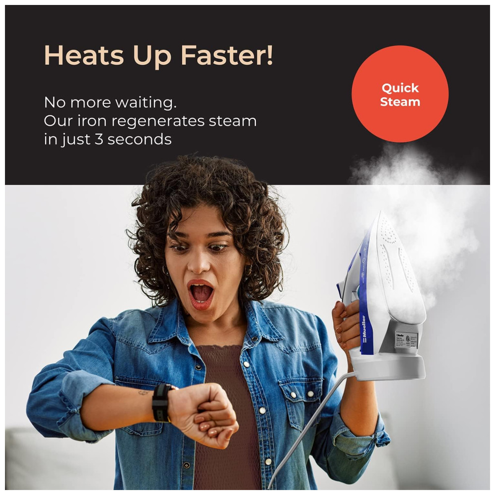 Ferro de Passar a Vapor com Desligamento Automático 1500W 110W MUELLER AUSTRIA MU 77XB Azul - Imagem 4