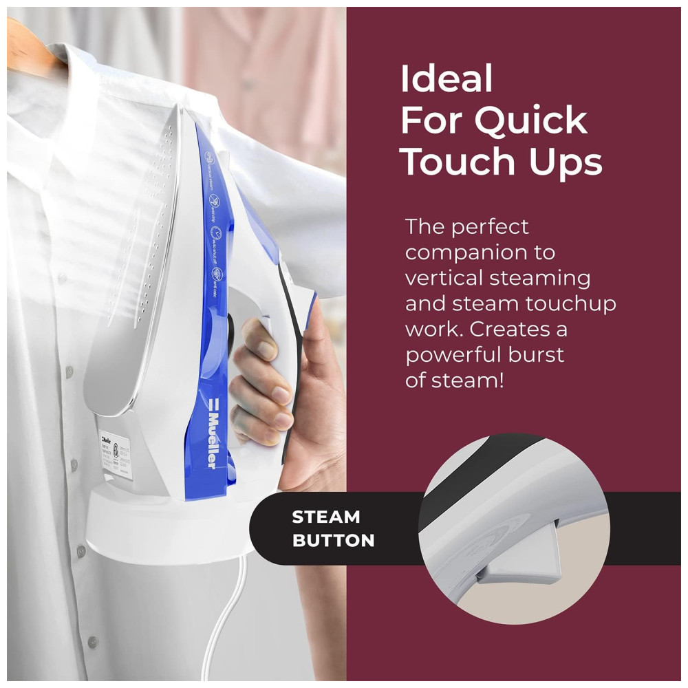 Ferro de Passar a Vapor com Desligamento Automático 1500W 110W MUELLER AUSTRIA MU 77XB Azul - Imagem 5