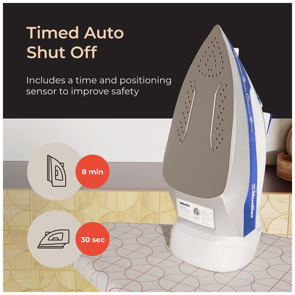 Ferro de Passar a Vapor com Desligamento Automático 1500W 110W MUELLER AUSTRIA MU 77XB Azul - Imagem 8