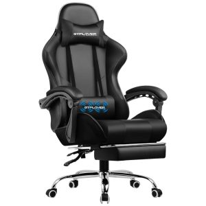 Cadeira de Escritório Gamer Reclinável e Ergonômica com Apoio para Lombar GTPLAYER GT800A Black Preto