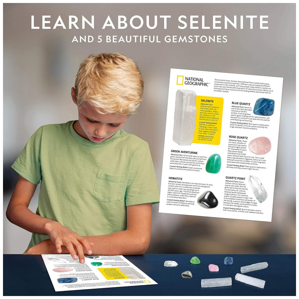 Conjunto de Cristal de Selenita e Outros Cristais National Geographic - Imagem 6