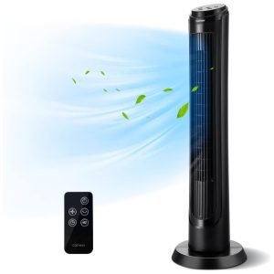 Ventilador de Torre com Controle Remoto 4 Velocidades e Temporizador 15h110V 50W COSTWAY Preto