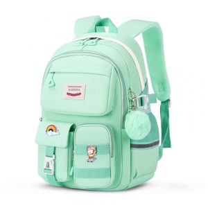 Mochila escolar  MUSEVOS verde com múltiplos bolsos 232L