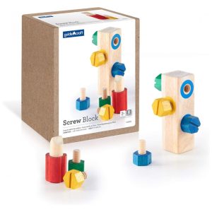 Brinquedo de encaixe Screw Block Guidecraft em madeira multicolorida para desenvolvimento de coordenação motora fina