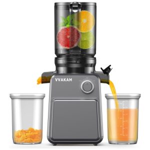 Espremedor de Sucos a Frio VVAKAM Extrai Suco de Frutas e Vegetais Inteiros Máquina Lenta com Boca de 11cm Limpeza Simples Alta Eficiência