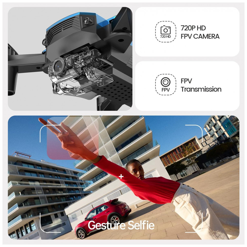 Drone DEERC D20 Mini com Câmera HD para Crianças Brinquedo de Controle Remoto para Meninos e Meninas com Controle por Voz Selfie por Gestos Altitud - Imagem 2