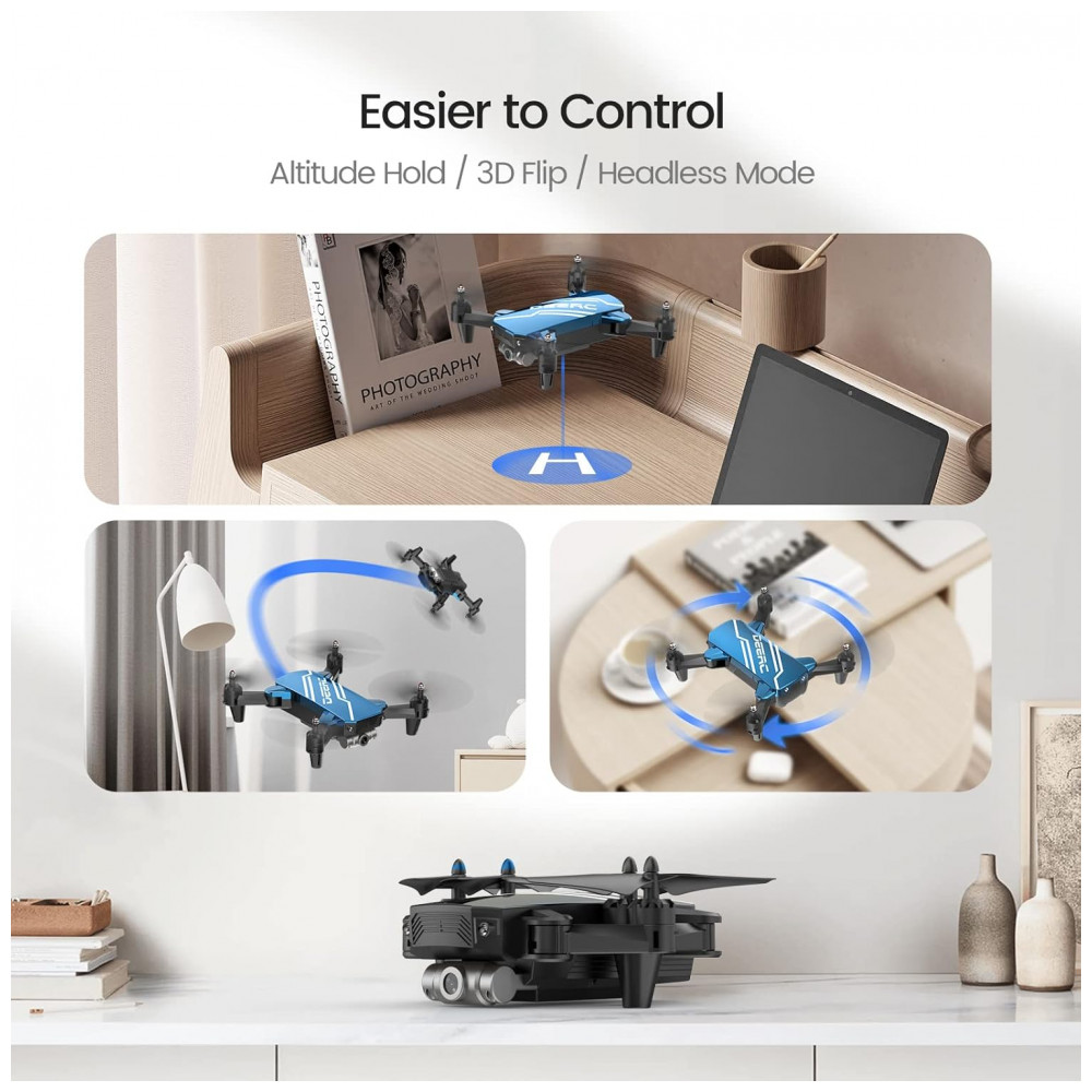 Drone DEERC D20 Mini com Câmera HD para Crianças Brinquedo de Controle Remoto para Meninos e Meninas com Controle por Voz Selfie por Gestos Altitud - Imagem 4