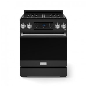 Fogão a gás GLP profissional 76cm Thor Kitchen Gordon Ramsay preto/inox painel touch basculante convecção grelha contínua 129L 110V