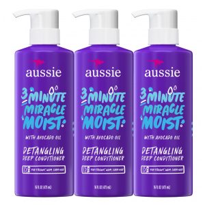 Condicionador Aussie Deep com Abacate. Sem Parabenos 3 Minutos Milagre Húmidos Para Cabelos Secos 16 Fl Oz Pacote Triplo