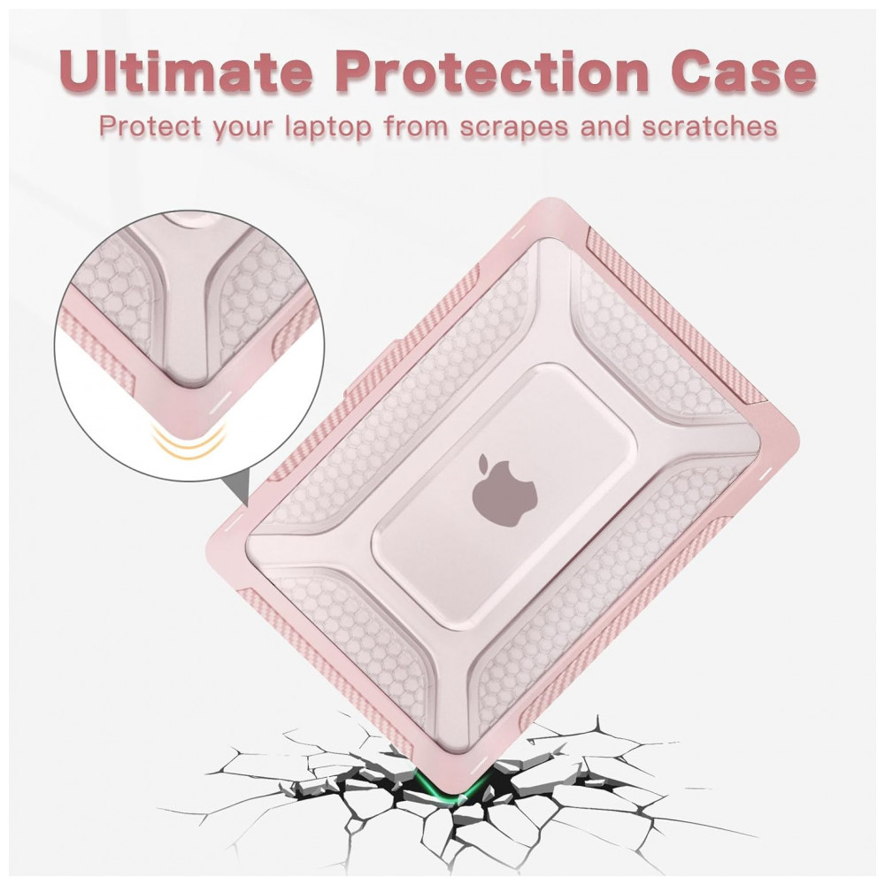 MOSISO Capa Rígida Honeycomb para MacBook Pro 16" 2021-2025 M1/M2/M3/M4 Pro/Max com Suporte Dobrável e Capa de Teclado, Rosa - Imagem 3