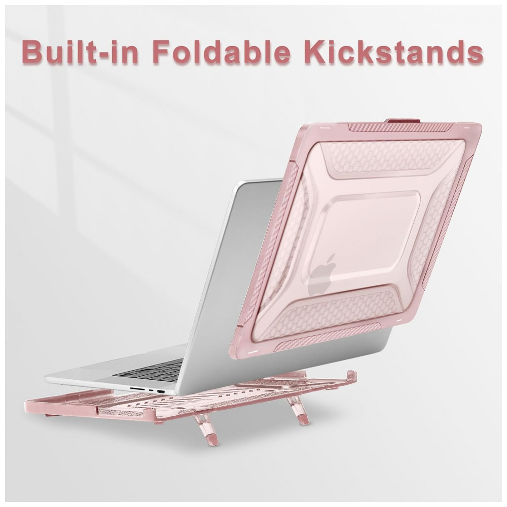 MOSISO Capa Rígida Honeycomb para MacBook Pro 16" 2021-2025 M1/M2/M3/M4 Pro/Max com Suporte Dobrável e Capa de Teclado, Rosa - Imagem 4