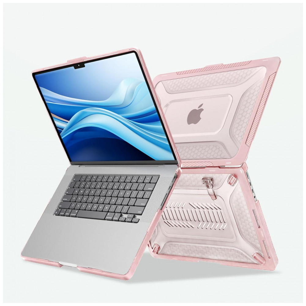 MOSISO Capa Rígida Honeycomb para MacBook Pro 16" 2021-2025 M1/M2/M3/M4 Pro/Max com Suporte Dobrável e Capa de Teclado, Rosa - Imagem 5