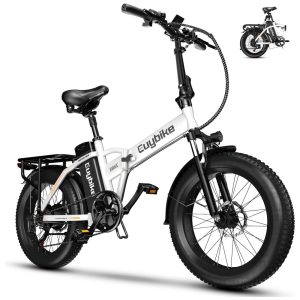 Bicicleta Elétrica Dobrável bluebiko F6B com Motor Brushless 750W (Pico 1000W) Bateria Removível 48V 20Ah Freios a Disco Duplos e Sistema de Transmissão 7 Velocidades e autonomia de 128km F6B-Branco