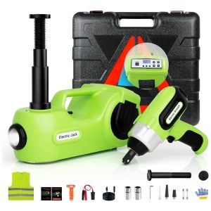 Macaco Elétrico Automotivo Hidráulico com Luz LED Suporta até 5 Toneladas SIMTAMY ZSYT02 B05 G C Verde lima