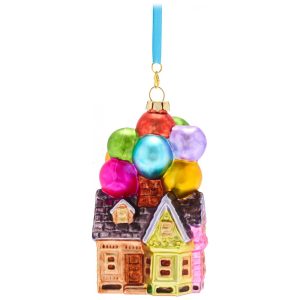 Enfeite Natalino Oficial Disney Pixar Casa de Carl com Balões - Sketchbook Collection Vidro 12x7x6 cm