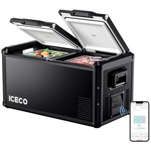VL Geladeira Cooler Elétrico 76L Portátil Automotivo com Controle de Temperatura 12 24V Bilvolt AC ICECO Preto