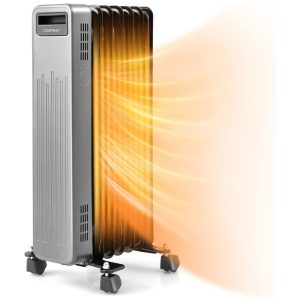 Aquecedor a Óleo Portátil com Rodas 3 Níveis de Calor Proteção Contra Tombamento e Superaquecimento 110V 1500W COSTWAY Preto