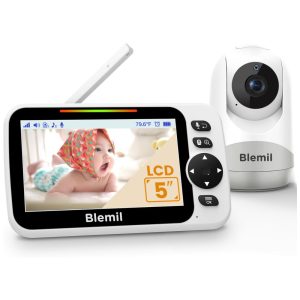 Babá Eletrônica com Bateria de 30 horas Tela Dividida de 127 cm para Monitoramento de Vídeo com Câmera e Áudio Câmera com Rotação e Zoom .Blemil