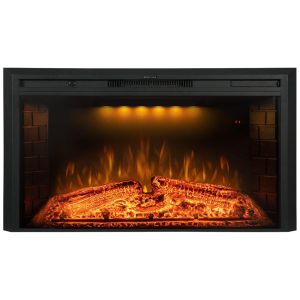 Lareira Elétrica de Embutir A69x127L com Proteção contra Superaquecimento e Chamas Ajustavel 110V 1500W Benrocks Preta