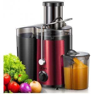 Centrífuga de Frutas 500mL com Bocal de Alimentação Largo 2 Velocidades e Proteção Contra o Superaquecimento 500W110v Qcen Vermelho Metálico