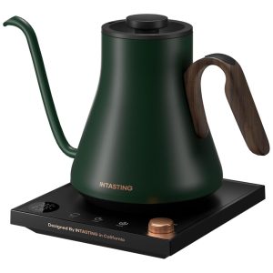 Chaleira Elétrica INTASTING Gooseneck Controle de Temperatura Inox Aquecimento Rápido para Café Coado Chá e Água Quente 09L Verde Floresta